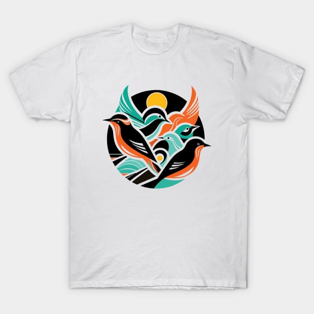 Birds MCM Mid Century T-Shirt by MagnaVoxel